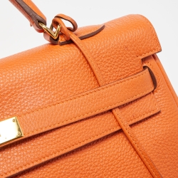 Hermès Orange Togo Leather Gold Finish Kelly Retourne 35 Bag