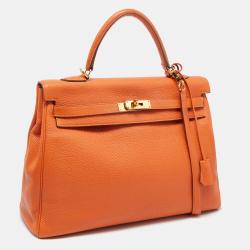 Hermès Orange Togo Leather Gold Finish Kelly Retourne 35 Bag