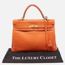 Hermès Orange Togo Leather Gold Finish Kelly Retourne 35 Bag