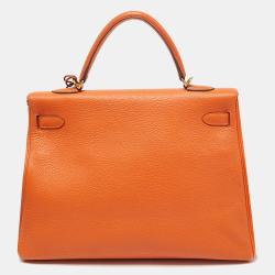Hermès Orange Togo Leather Gold Finish Kelly Retourne 35 Bag