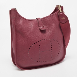 Pre Owned Hermes Tosca Taurillon Clemence Leather Evelyne III PM Bag