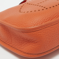 Pre Owned Hermes Feu Taurillon Clemence Leather Evelyne TPM Bag