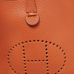 Pre Owned Hermes Feu Taurillon Clemence Leather Evelyne TPM Bag