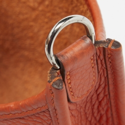 Pre Owned Hermes Feu Taurillon Clemence Leather Evelyne TPM Bag