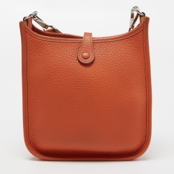 Pre Owned Hermes Feu Taurillon Clemence Leather Evelyne TPM Bag