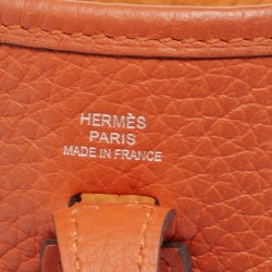 Pre Owned Hermes Feu Taurillon Clemence Leather Evelyne TPM Bag