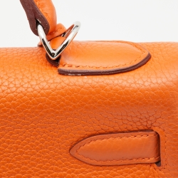 Pre Owned Hermes Orange Taurillon Clemence Leather Palladium Finish Kelly Retourne 32 Bag