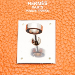 Pre Owned Hermes Orange Taurillon Clemence Leather Palladium Finish Kelly Retourne 32 Bag