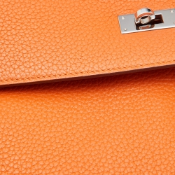 Pre Owned Hermes Orange Taurillon Clemence Leather Palladium Finish Kelly Retourne 32 Bag