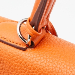 Pre Owned Hermes Orange Taurillon Clemence Leather Palladium Finish Kelly Retourne 32 Bag