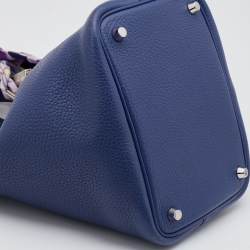 Pre Owned Hermes Blue Agate Taurillon Clemence Leather Picotin Lock 18 Bag