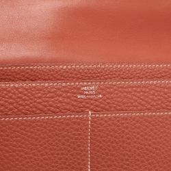 Pre Owned Hermes Sanguine Taurillon Clemence Leather Dogon Wallet