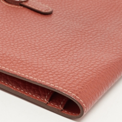 Pre Owned Hermes Sanguine Taurillon Clemence Leather Dogon Wallet