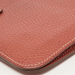 Pre Owned Hermes Sanguine Taurillon Clemence Leather Dogon Wallet