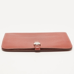 Pre Owned Hermes Sanguine Taurillon Clemence Leather Dogon Wallet