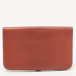 Pre Owned Hermes Sanguine Taurillon Clemence Leather Dogon Wallet