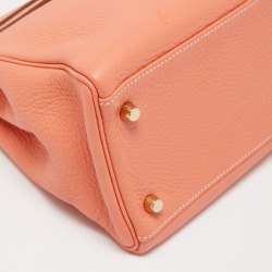 Pre Owned Hermes Crevette Taurillon Clemence Leather Gold Finish Kelly Retourne 32 Bag