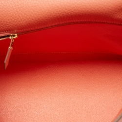 Pre Owned Hermes Crevette Taurillon Clemence Leather Gold Finish Kelly Retourne 32 Bag