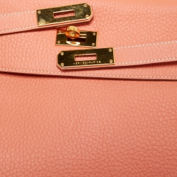 Pre Owned Hermes Crevette Taurillon Clemence Leather Gold Finish Kelly Retourne 32 Bag