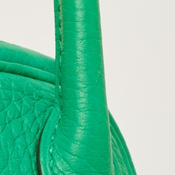 Pre Owned Hermes Menthe Taurillon Clemence Leather Gold Finish Lindy 20 Bag