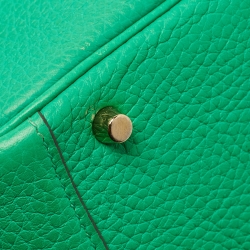 Pre Owned Hermes Menthe Taurillon Clemence Leather Gold Finish Lindy 20 Bag