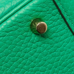 Pre Owned Hermes Menthe Taurillon Clemence Leather Gold Finish Lindy 20 Bag