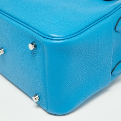 Pre Owned Hermes Bleu Zanzibar/Malachite Taurillon Clemence Leather Palladium Hardware Lindy 26 Bag