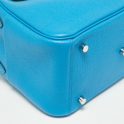 Pre Owned Hermes Bleu Zanzibar/Malachite Taurillon Clemence Leather Palladium Hardware Lindy 26 Bag