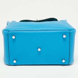 Pre Owned Hermes Bleu Zanzibar/Malachite Taurillon Clemence Leather Palladium Hardware Lindy 26 Bag
