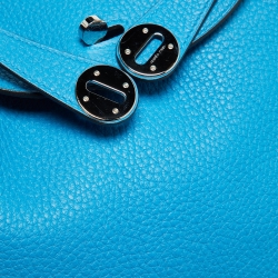 Pre Owned Hermes Bleu Zanzibar/Malachite Taurillon Clemence Leather Palladium Hardware Lindy 26 Bag