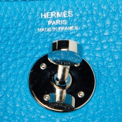 Pre Owned Hermes Bleu Zanzibar/Malachite Taurillon Clemence Leather Palladium Hardware Lindy 26 Bag