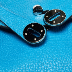 Pre Owned Hermes Bleu Zanzibar/Malachite Taurillon Clemence Leather Palladium Hardware Lindy 26 Bag