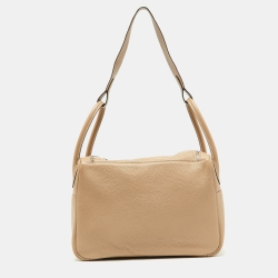 Pre Owned Hermès Gris Tourterelle Taurillon Clemence Leather Palladium Finish Lindy 34 Bag