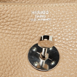 Pre Owned Hermès Gris Tourterelle Taurillon Clemence Leather Palladium Finish Lindy 34 Bag