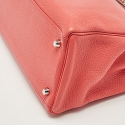 Hermès Rose Jaipur Taurillion Clemence Leather Palladium Finish Kelly Retourne 35 Bag