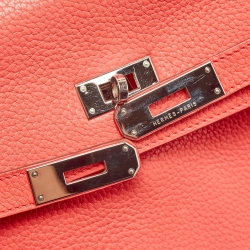 Hermès Rose Jaipur Taurillion Clemence Leather Palladium Finish Kelly Retourne 35 Bag