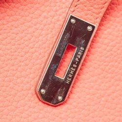 Hermès Rose Jaipur Taurillion Clemence Leather Palladium Finish Kelly Retourne 35 Bag