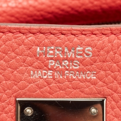 Hermès Rose Jaipur Taurillion Clemence Leather Palladium Finish Kelly Retourne 35 Bag