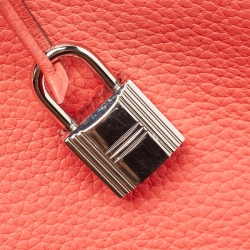 Hermès Rose Jaipur Taurillion Clemence Leather Palladium Finish Kelly Retourne 35 Bag
