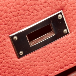Hermès Rose Jaipur Taurillion Clemence Leather Palladium Finish Kelly Retourne 35 Bag