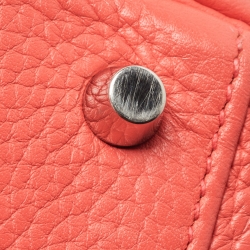 Hermès Rose Jaipur Taurillion Clemence Leather Palladium Finish Kelly Retourne 35 Bag