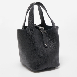 Pre Owned Hermes Black Taurillon Clemence Leather Picotin Lock 18 Bag