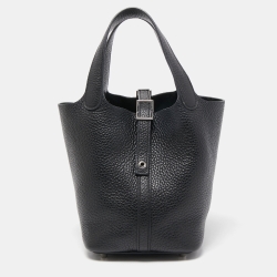 Pre Owned Hermes Black Taurillon Clemence Leather Picotin Lock 18 Bag