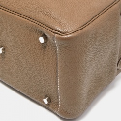 Pre Owned Hermes Etoupe Taurillon Clemence Leather Palladium Finish Lindy 30 Bag