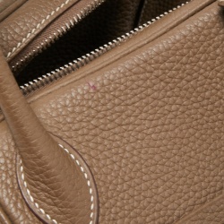 Pre Owned Hermes Etoupe Taurillon Clemence Leather Palladium Finish Lindy 30 Bag