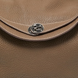 Pre Owned Hermes Etoupe Taurillon Clemence Leather Palladium Finish Lindy 30 Bag