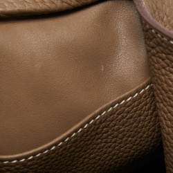 Pre Owned Hermes Etoupe Taurillon Clemence Leather Palladium Finish Lindy 30 Bag