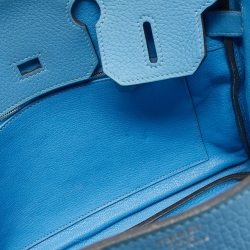 Pre Owned Hermes Celeste Taurillon Clemence Leather Palladium Finish Birkin 30 Bag