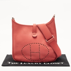 Pre Owned Hermès Rose Jaipur Taurillon Clemence Leather Evelyne III GM Bag