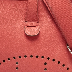 Pre Owned Hermès Rose Jaipur Taurillon Clemence Leather Evelyne III GM Bag